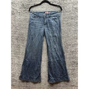 Y2K Juicy‎ Couture Cotton-Linen Low Rise Flared Denim Jeans Blue Womens Size 25